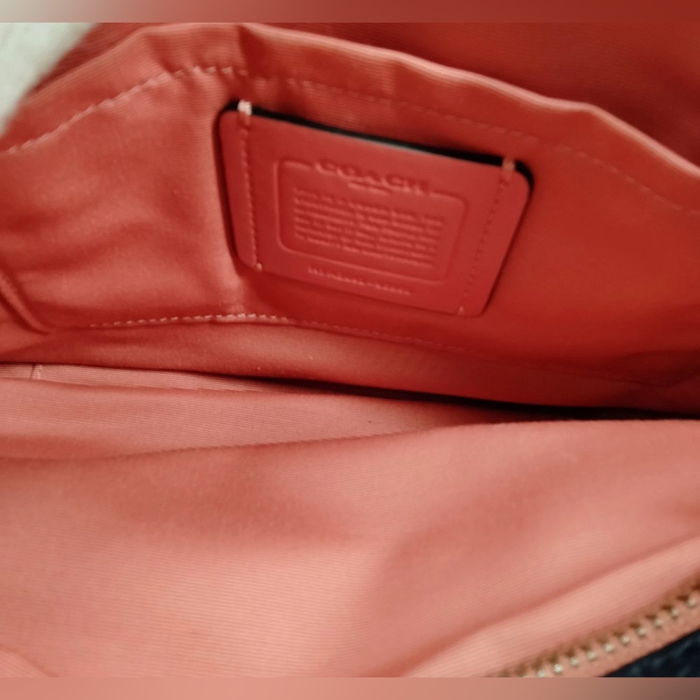 Authentic Coach Blue Denim crossbody Bag with Coral Strap - Picture 11 of 17